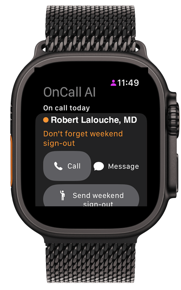 OnCall AI Apple Watch — call or message in one tap